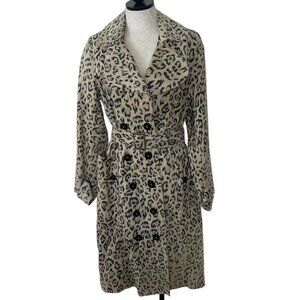 Collezioni Vintage Womens Size Medium Tan Animal Print Suede Trench Coat